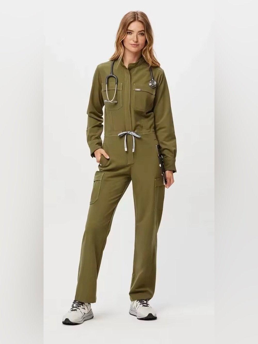 Figs Olive Utility Jumpsuit Pants for Women medium